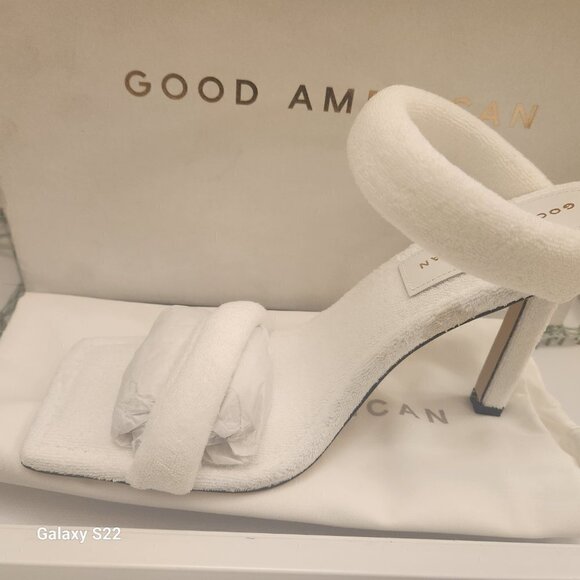 Good American Terry Slide On Sandal White Heels. NIB. Size : Various - Picture 4 of 9